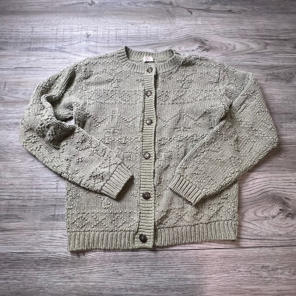 ALPS Cardigan Womens Medium Sage Green Textured Knit Button Front Made in USA